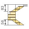 Υπολογισμός κύριες διαστάσεις της Σκάλας με 180 μοιρών περιστροφή και κλίση στάδια.